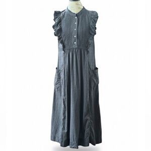 Wrap London Gray Broderie Anglaise Sleeveless Cotton Dress Size 8 EUC!